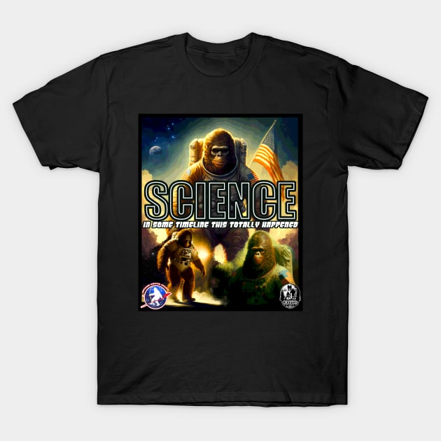 Funny Science Bigfoot Astronaut Space Sasquatch Astronomy Primate T-Shirt by National Cryptid Society